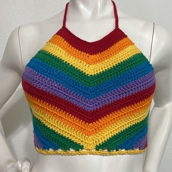 Hand Made Crochet Pride Crop Top - Picture 5 of 5